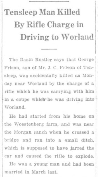 News Clipping George S Frison's Death